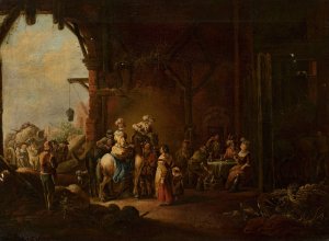 Inn by Christian Wilhelm Ernst Dietrich Oil Painting