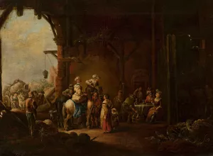 Inn by Christian Wilhelm Ernst Dietrich Oil Painting