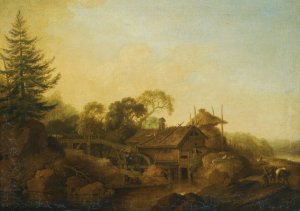 Landscape With Mills At The Edge Of A Wood by Christian Wilhelm Ernst Dietrich Oil Painting