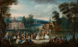Merry-making in a park by Christian Wilhelm Ernst Dietrich Oil Painting