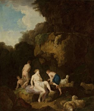 Nymphs in a grotto by Christian Wilhelm Ernst Dietrich Oil Painting