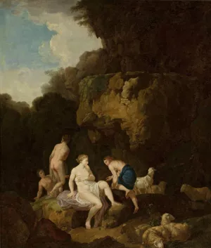 Nymphs in a grotto by Christian Wilhelm Ernst Dietrich Oil Painting