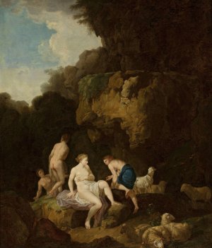 Nymphs in a grotto by Christian Wilhelm Ernst Dietrich Oil Painting