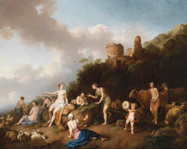 Pastorale Landschaft mit Diana und ihren Nymphen  by Christian Wilhelm Ernst Dietrich - Hand-Painted Oil Painting Reproduction