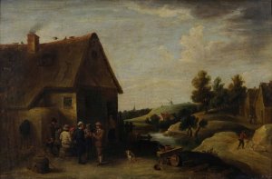Scene from rural life by Christian Wilhelm Ernst Dietrich Oil Painting