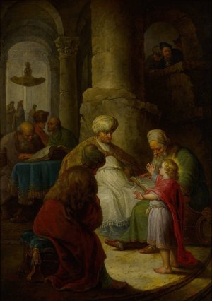 Young Christ among the Doctors in the Temple by Christian Wilhelm Ernst Dietrich Oil Painting