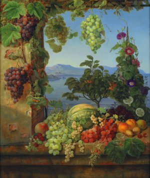 Frugter I Et Italiensk Landskab by Christine Lovmand Oil Painting