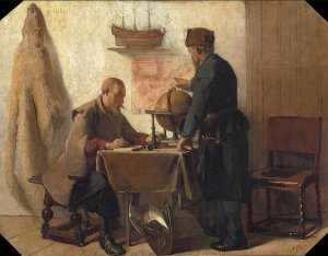 Heemskerck and Barents Planning their Second Expedition to the Far North by Christoffel Bisschop Oil Painting