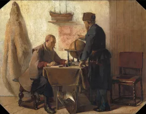 Heemskerck and Barents Planning their Second Expedition to the Far North Oil painting by Christoffel Bisschop