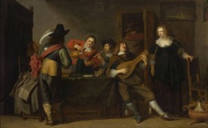 Genre scene - in a tavern by Christoffel Jacobsz Van Der Laemen Oil Painting