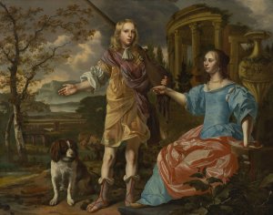Portrait of a hunter with a lady by Christoffel Pierson Oil Painting