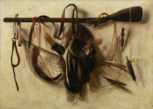 Still life with falconry instruments by Christoffel Pierson Oil Painting