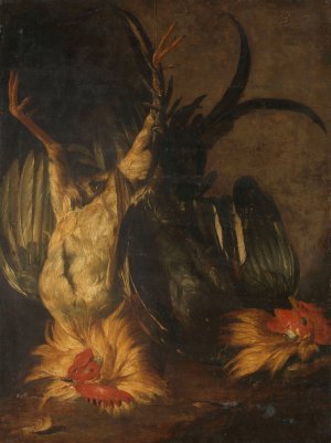 Dead Roosters by Christoffel Puytlinck Oil Painting