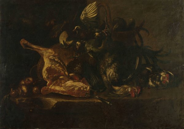 Still life with meat and dead birds  by Christoffel Puytlinck - Hand-Painted Oil Painting Reproduction