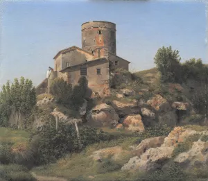 A Building near Tor di Quinto outside Rome by Christoffer Wilhelm Eckersberg Oil Painting