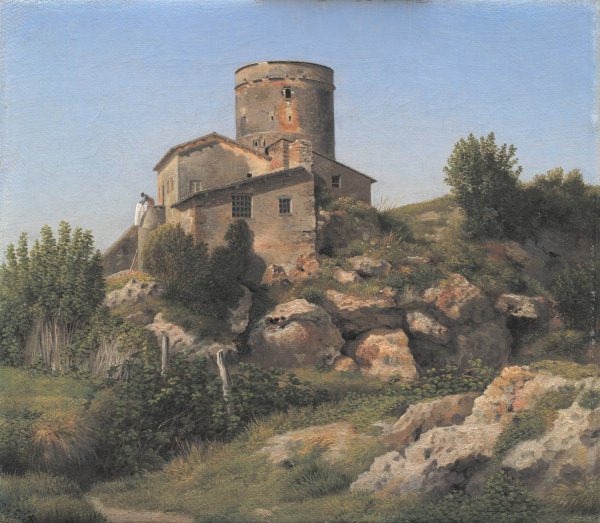A Building near Tor di Quinto outside Rome  by Christoffer Wilhelm Eckersberg - Hand-Painted Oil Painting Reproduction