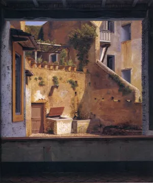 A Courtyard in Rome Oil painting by Christoffer Wilhelm Eckersberg