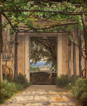 A Pergola, Italy by Christoffer Wilhelm Eckersberg Oil Painting
