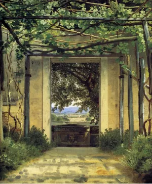 A Pergola painting by Christoffer Wilhelm Eckersberg