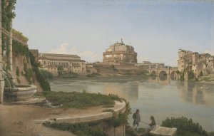 A View across the Tiber from Trastevere towards Castel S. Angelo by Christoffer Wilhelm Eckersberg Oil Painting