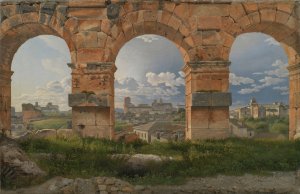 A View through Three Arches of the Third Storey of the Colosseum by Christoffer Wilhelm Eckersberg Oil Painting