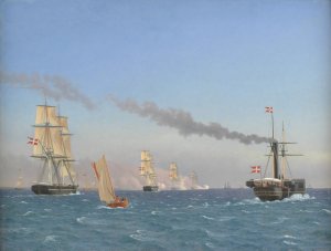 Christian VIII Aboard his Steamship 'aegir'Watching the Manoeuvres of a Squadron near Copenhagen by Christoffer Wilhelm Eckersberg Oil Painting