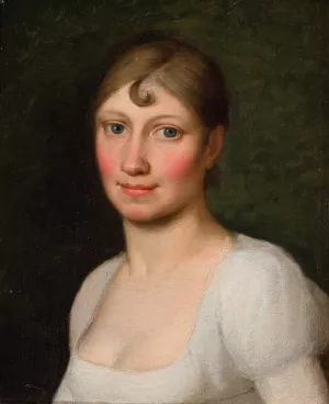 Christine Rebekka Eckersberg, f. Hyssing, kunstnerens forste hustru by Christoffer Wilhelm Eckersberg Oil Painting