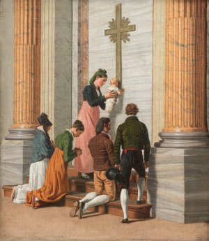Devotion by the Holy Door of St. Peter's Basilica by Christoffer Wilhelm Eckersberg Oil Painting