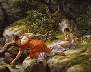 Hagar and Ismael in the Desert Oil painting by Christoffer Wilhelm Eckersberg