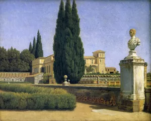 In the Gardens of the Villa Albani by Christoffer Wilhelm Eckersberg Oil Painting
