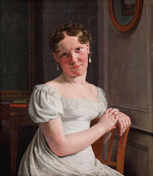 Julie Eckersberg, nee Juel, the Artist's Second Wife  by Christoffer Wilhelm Eckersberg - Hand-Painted Oil Painting Reproduction