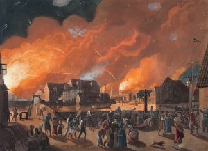 Kobenhavn, Natten Mellem 4. Og 5. September Set Fra Christianshavn by Christoffer Wilhelm Eckersberg Oil Painting