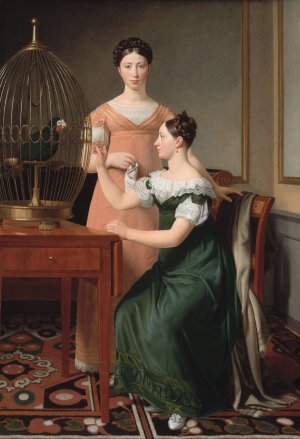 Mendel Levin Nathanson's Elder Daughters, Bella and Hanna by Christoffer Wilhelm Eckersberg Oil Painting