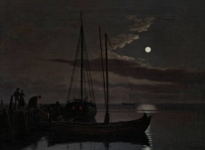 Moonlight Picture by Christoffer Wilhelm Eckersberg Oil Painting