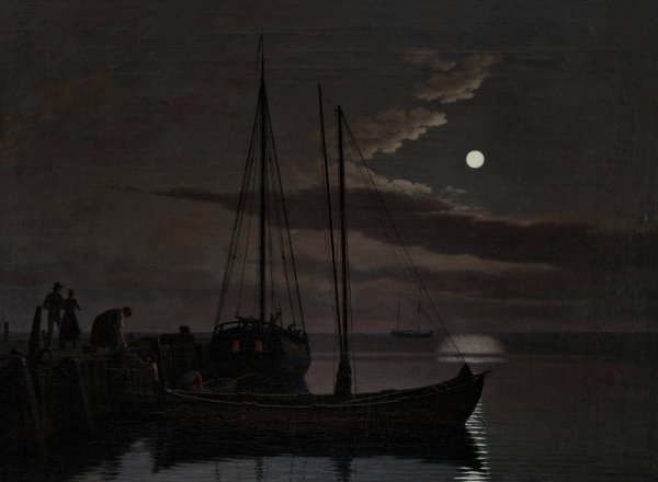 Moonlight Picture  by Christoffer Wilhelm Eckersberg - Hand-Painted Oil Painting Reproduction
