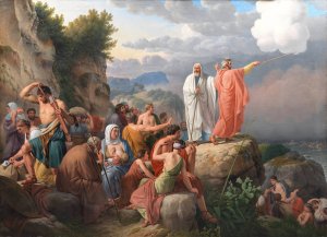 Moses lader Det Rode Hav vende tilbage og Faraos haer oversvommes by Christoffer Wilhelm Eckersberg Oil Painting