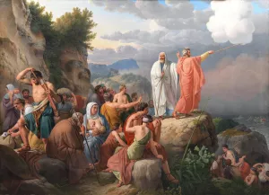 Moses lader Det Rode Hav vende tilbage og Faraos haer oversvommes by Christoffer Wilhelm Eckersberg Oil Painting