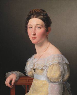 Portrait of Emilie Henriette Massmann, Betrothed of Frederik Wilhelm Caspar von Benzon by Christoffer Wilhelm Eckersberg Oil Painting