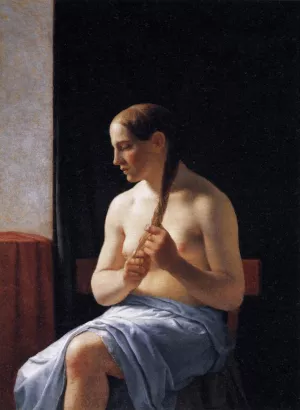 Seated Nude Model by Christoffer Wilhelm Eckersberg - Oil Painting Reproduction