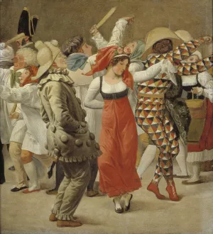 The Carnival in Rome. Fragment by Christoffer Wilhelm Eckersberg Oil Painting