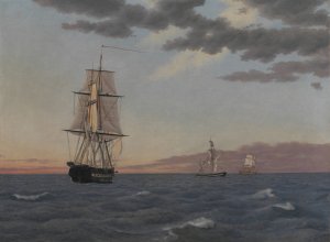 The Corvette 'Galathea' Lying to in order to Send Help to the Brig 'St Jean' by Christoffer Wilhelm Eckersberg Oil Painting
