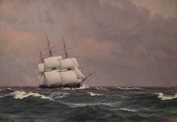 The corvette Najaden in rough seas  by Christoffer Wilhelm Eckersberg - Hand-Painted Oil Painting Reproduction