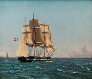 The Corvette Najaden under Sail by Christoffer Wilhelm Eckersberg Oil Painting