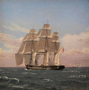 The corvette Najaden under sail by Christoffer Wilhelm Eckersberg Oil Painting
