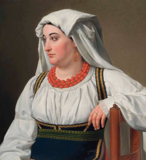 Una Ciociara, Portrait of a Roman Country Girl by Christoffer Wilhelm Eckersberg Oil Painting
