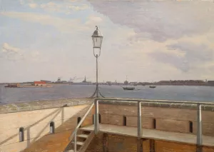 View from the Trekroner Battery with Copenhagen in the distance by Christoffer Wilhelm Eckersberg Oil Painting