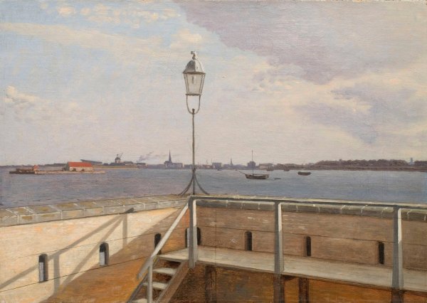 View from the Trekroner Battery with Copenhagen in the distance  by Christoffer Wilhelm Eckersberg - Hand-Painted Oil Painting Reproduction