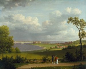 View north of Kronborg Castle by Christoffer Wilhelm Eckersberg Oil Painting