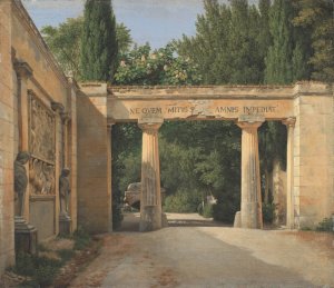 View of the Garden of the Villa Borghese in Rome by Christoffer Wilhelm Eckersberg Oil Painting