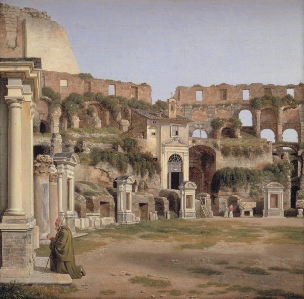 View of the Interior of the Colosseum  by Christoffer Wilhelm Eckersberg - Hand-Painted Oil Painting Reproduction